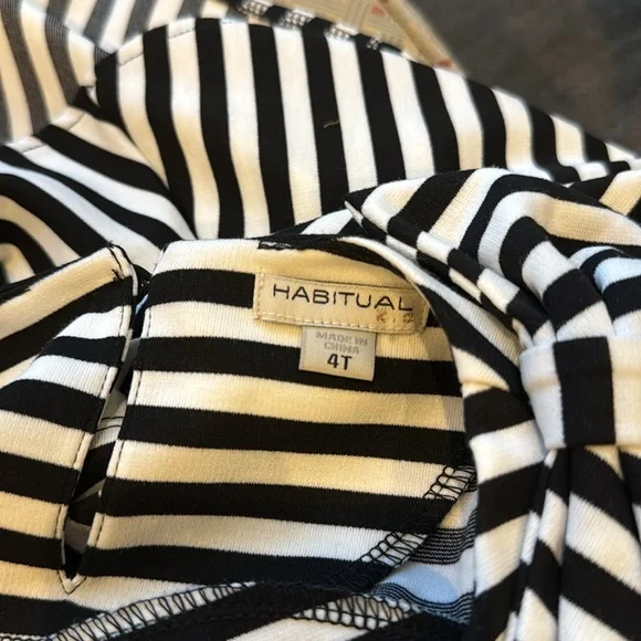 Habitual Black and White Striped Kids Dress Size 4T - Picture 4 of 9